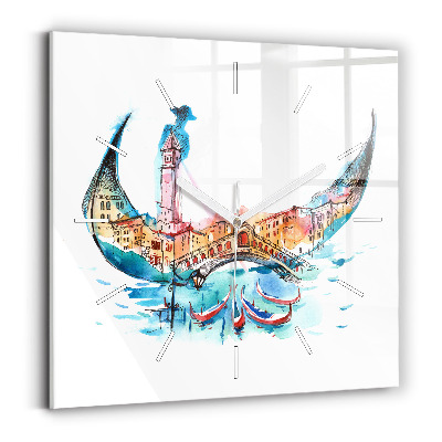 Square wall clock Italy - Venetian Gondola