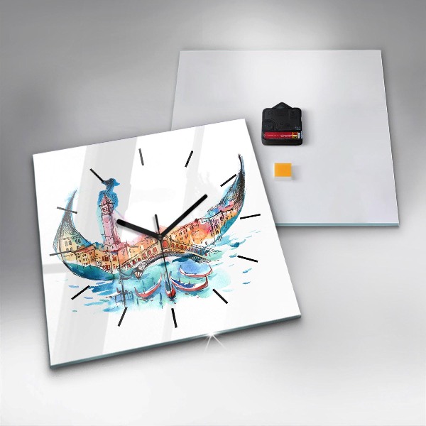 Square wall clock Italy - Venetian Gondola