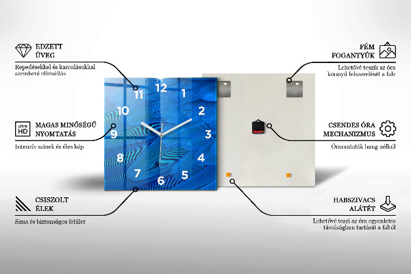 Square wall clock City in glasses