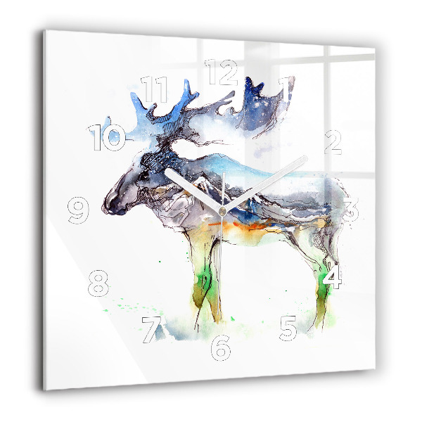 Square wall clock Moose and Mountain Landscape