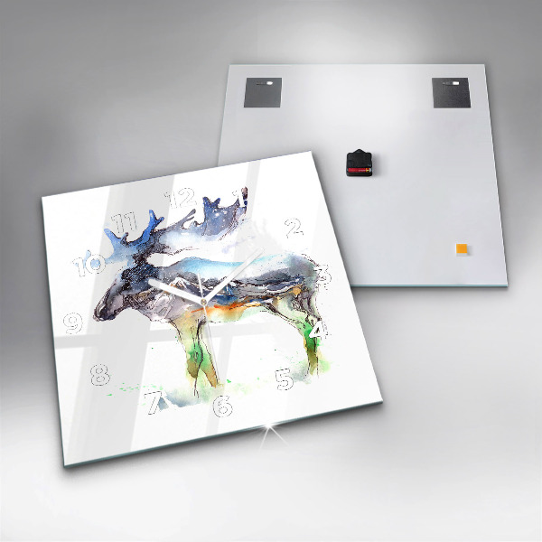 Square wall clock Moose and Mountain Landscape