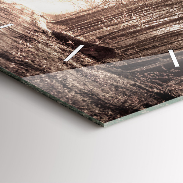 Square wall clock Forest path in sepia