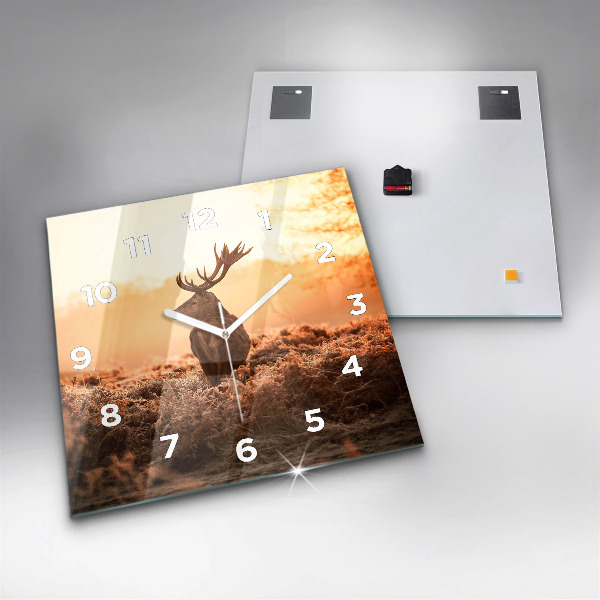 Square wall clock Deer at sunrise