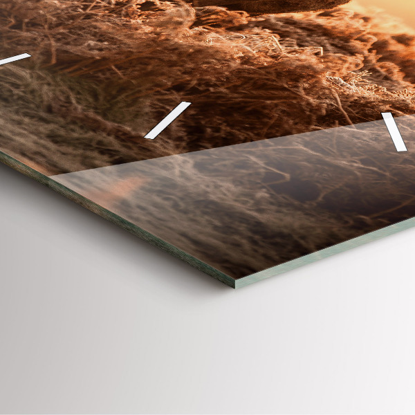 Square wall clock Deer at sunrise