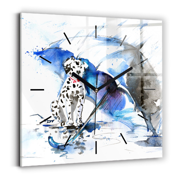 Square wall clock Dalmatian and Umbrella