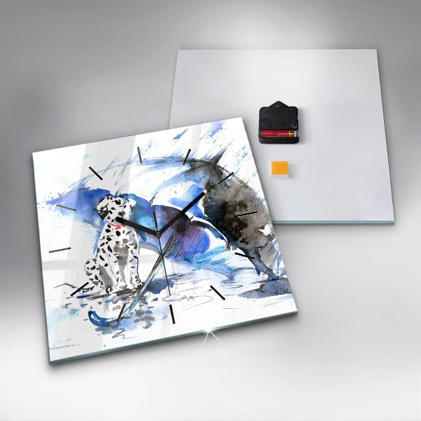 Square wall clock Dalmatian and Umbrella