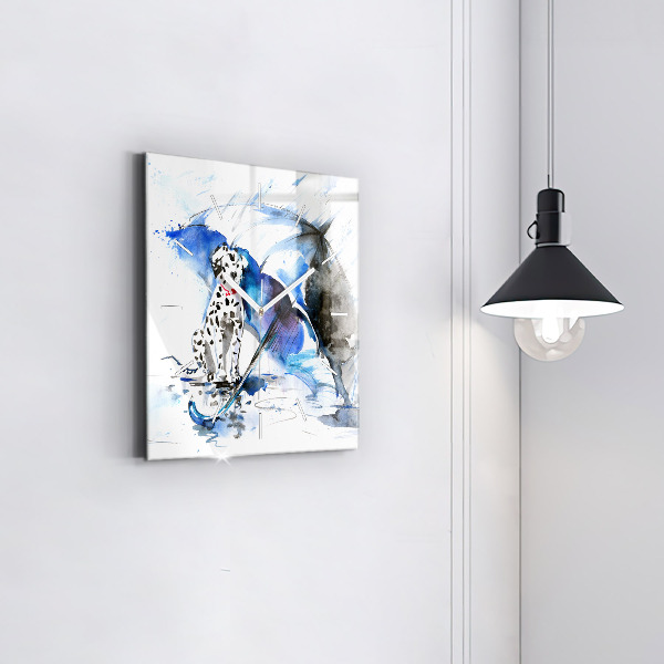 Square wall clock Dalmatian and Umbrella