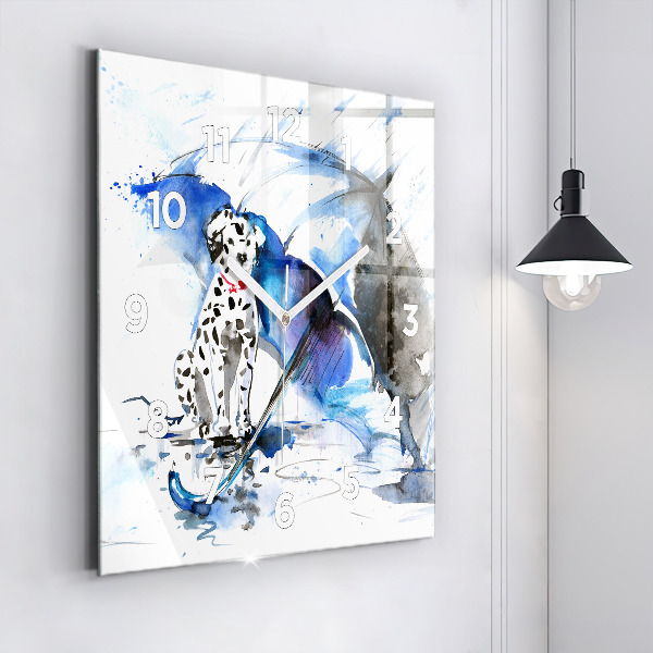 Square wall clock Dalmatian and Umbrella