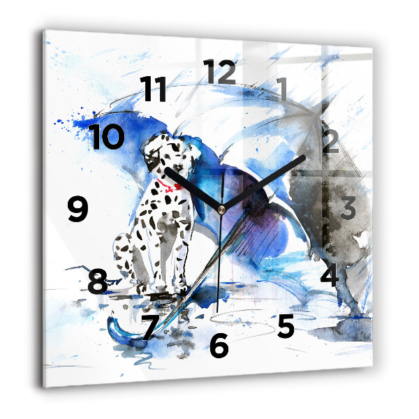 Square wall clock Dalmatian and Umbrella