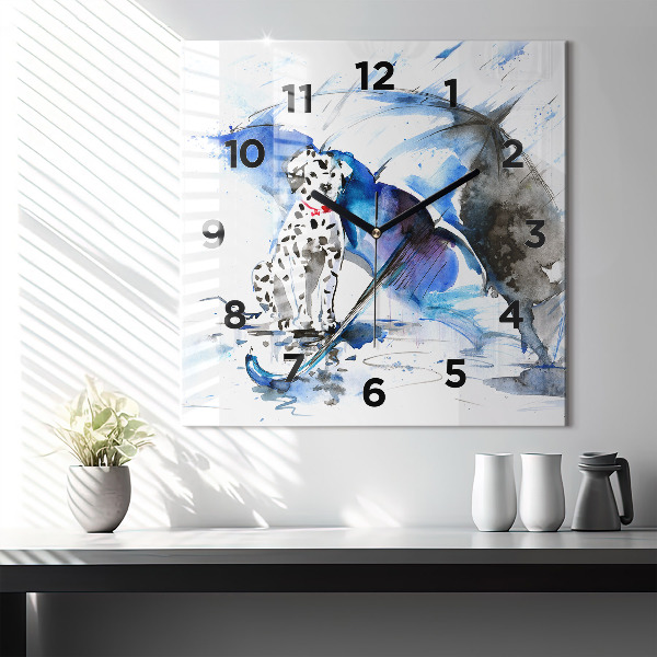 Square wall clock Dalmatian and Umbrella