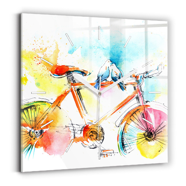 Square wall clock Painted bike