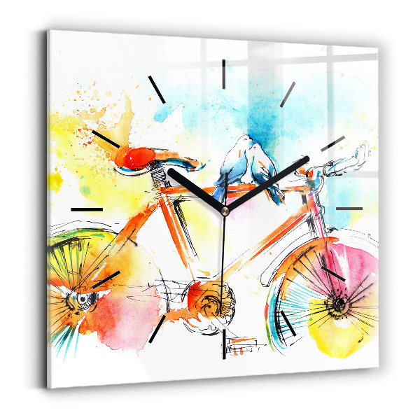 Square wall clock Painted bike