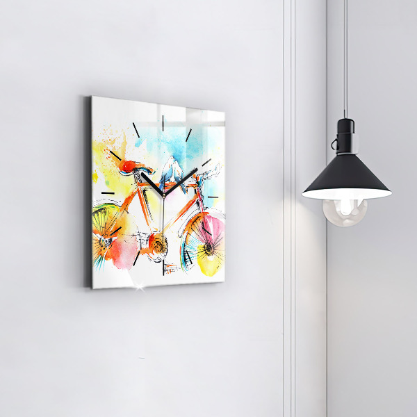 Square wall clock Painted bike