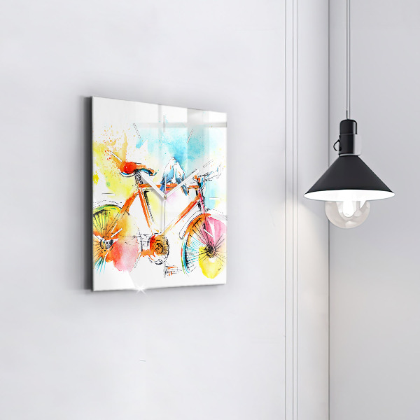 Square wall clock Painted bike