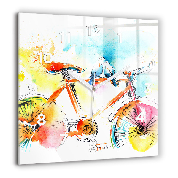 Square wall clock Painted bike