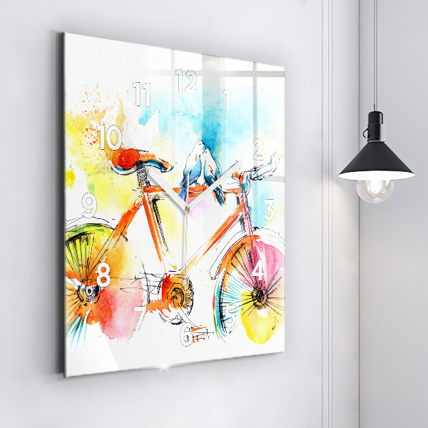 Square wall clock Painted bike