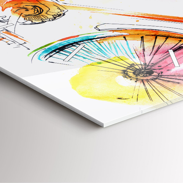 Square wall clock Painted bike