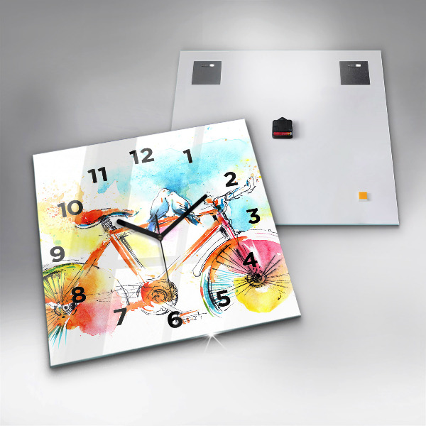 Square wall clock Painted bike