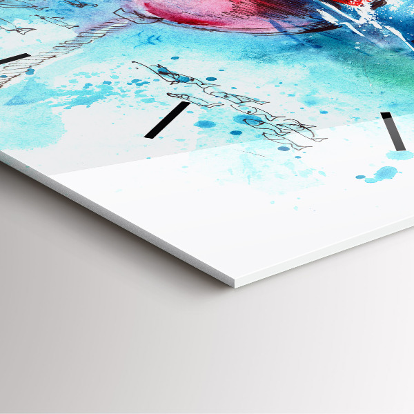 Square wall clock Painted seagull