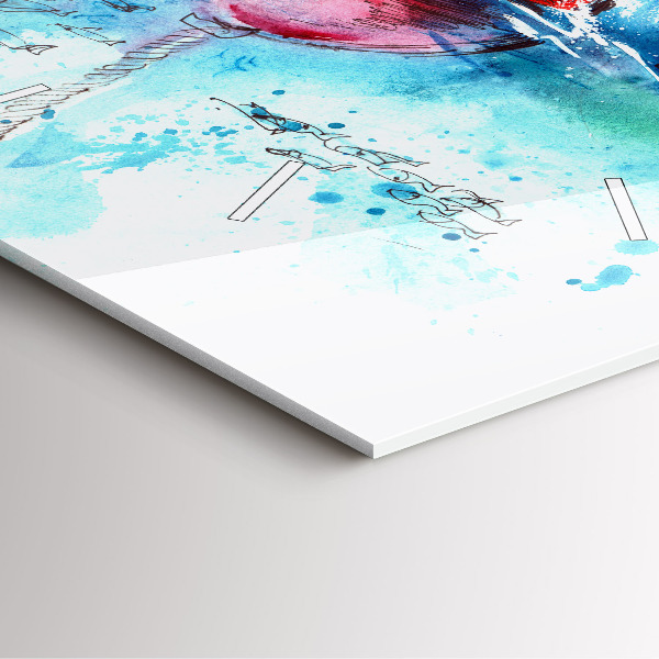 Square wall clock Painted seagull