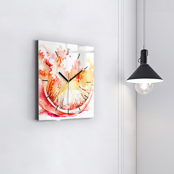Square wall clock Painted orange