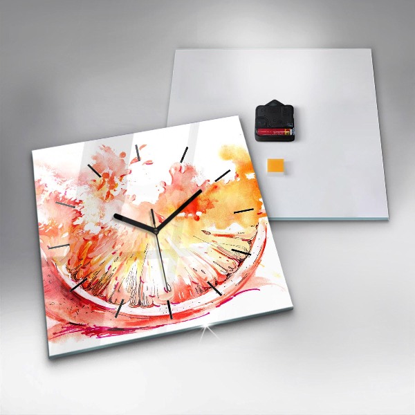 Square wall clock Painted orange