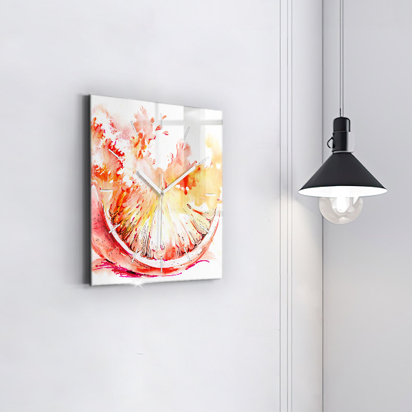 Square wall clock Painted orange