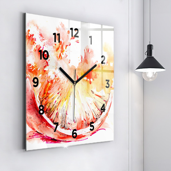 Square wall clock Painted orange