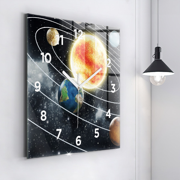 Square wall clock The solar system