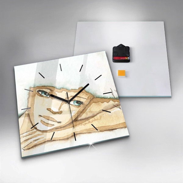 Square wall clock Portrait of a woman