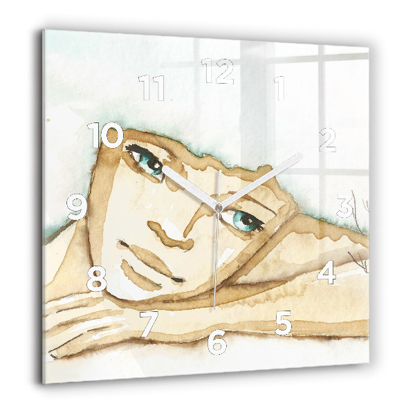 Square wall clock Portrait of a woman