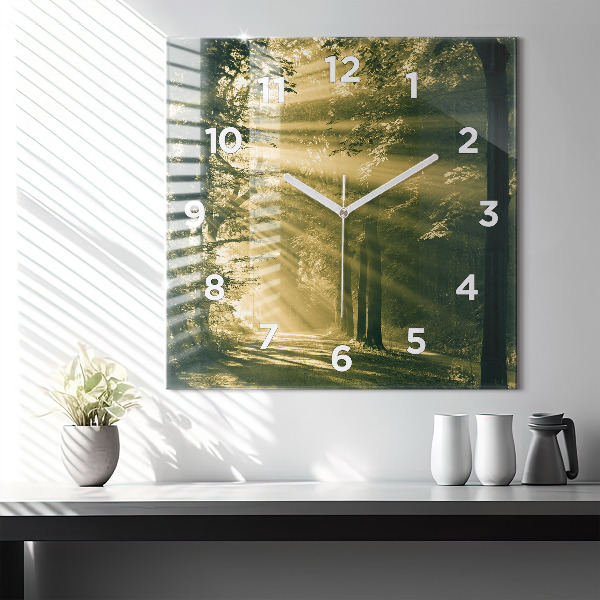 Square wall clock Sun Rays Forest