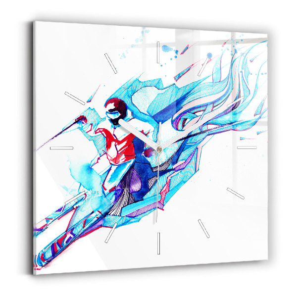 Square wall clock Skier