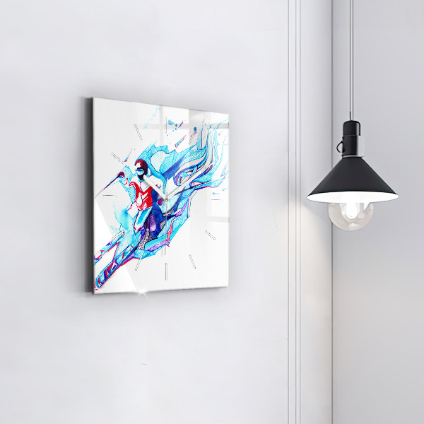 Square wall clock Skier