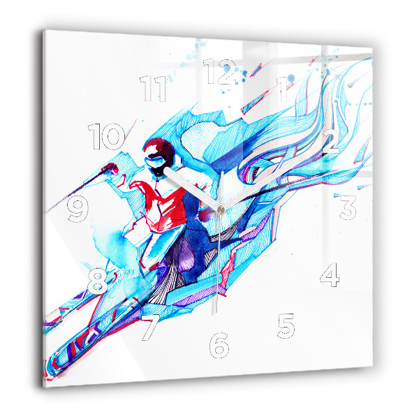 Square wall clock Skier