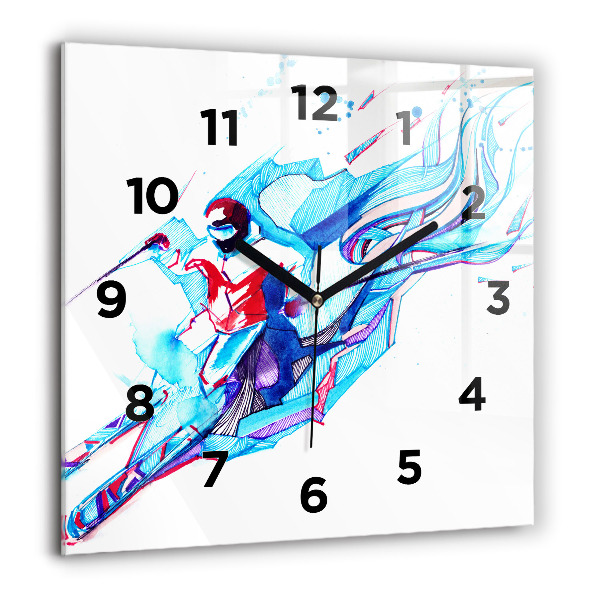 Square wall clock Skier