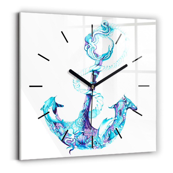 Square wall clock Sea anchor