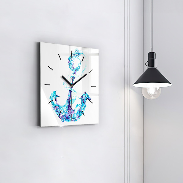 Square wall clock Sea anchor