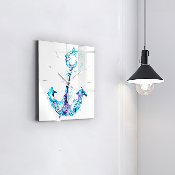 Square wall clock Sea anchor