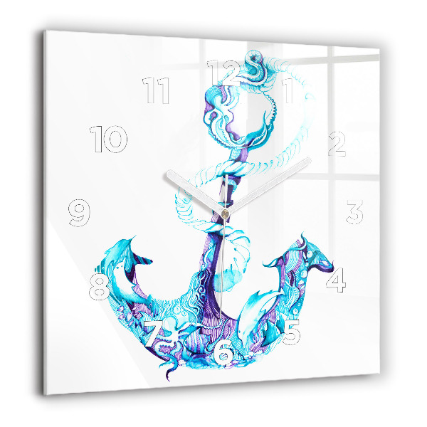 Square wall clock Sea anchor