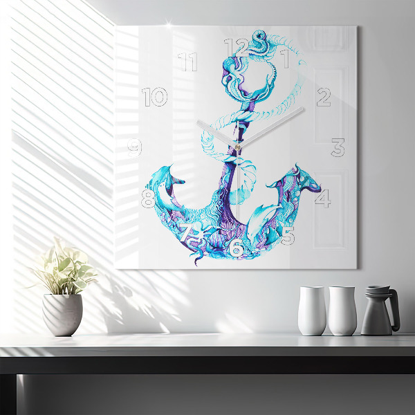 Square wall clock Sea anchor