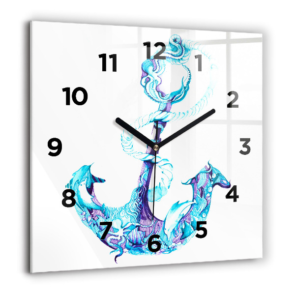 Square wall clock Sea anchor
