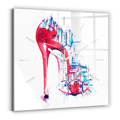 Square wall clock Red heel