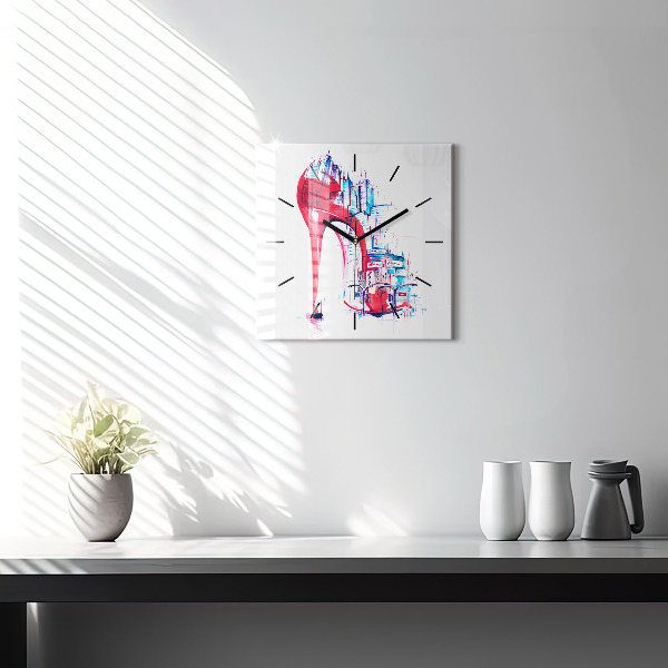 Square wall clock Red heel