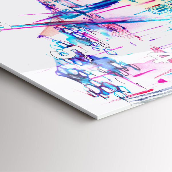 Square wall clock Rain umbrella and city