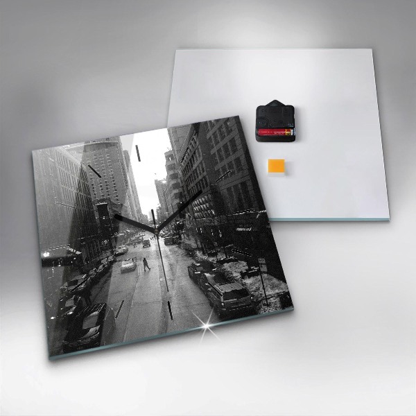 Square wall clock Chicago City Streets