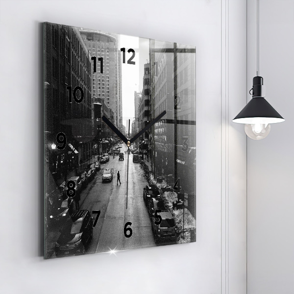 Square wall clock Chicago City Streets