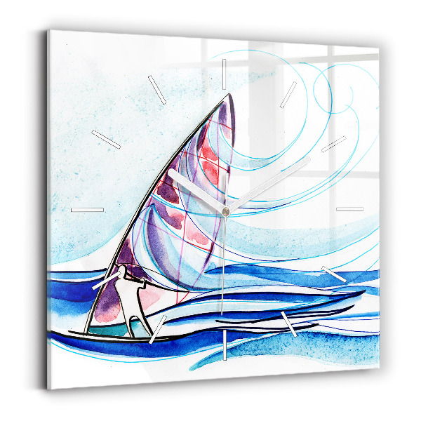 Square wall clock Surfboard