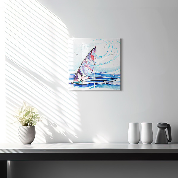Square wall clock Surfboard