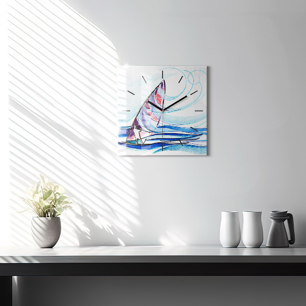 Square wall clock Surfboard